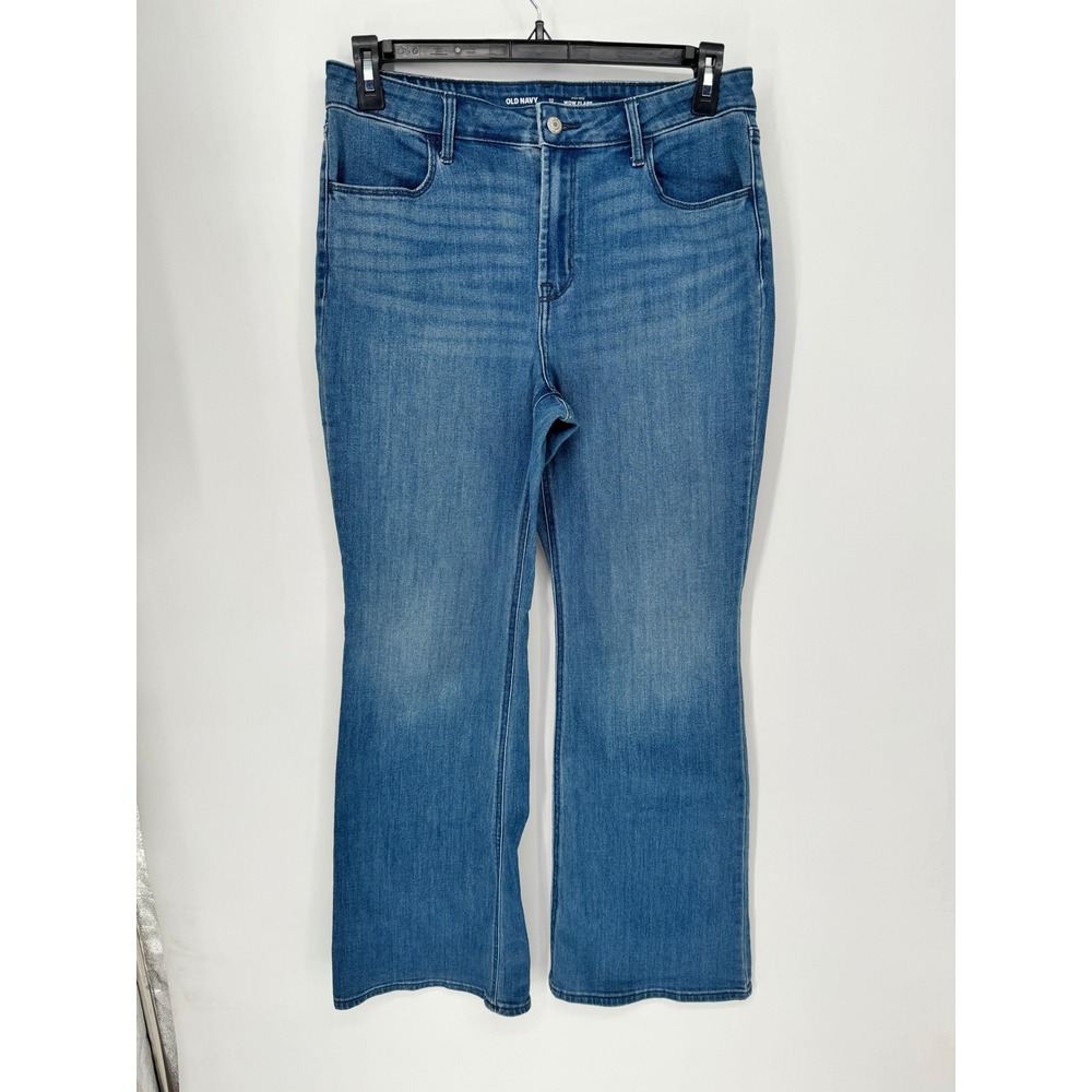 Old Navy Wow Flare Jeans Women 12 Blue Good High Rise Stretch Medium Wash Denim